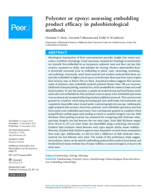 (PDF) Polyester or epoxy: assessing embedding product efficacy in ...