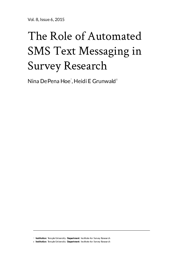 (PDF) The Role of Automated SMS Text Messaging in Survey Research