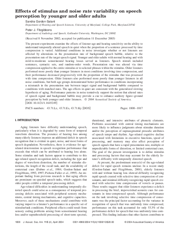 (PDF) Effects of stimulus and noise rate variability on speech ...