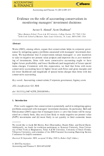 (PDF) Evidence on the role of accounting conservatism in monitoring ...