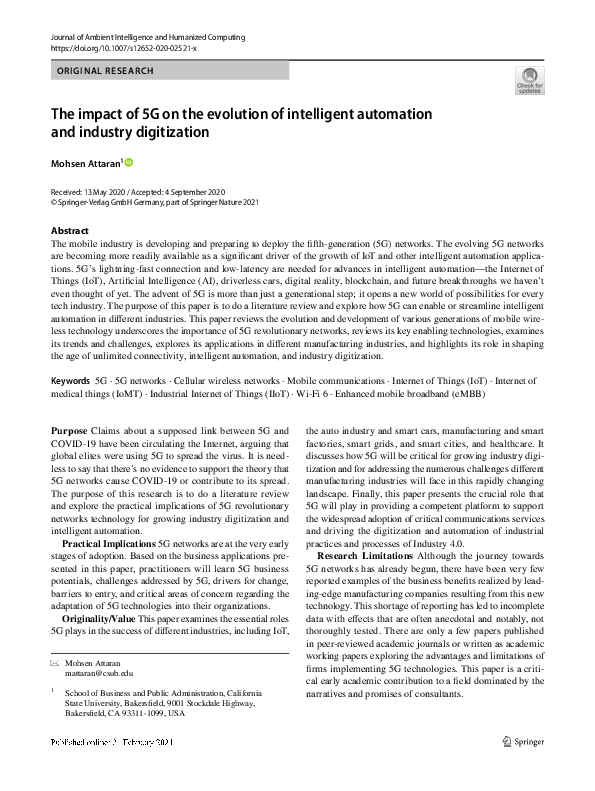 (PDF) The impact of 5G on the evolution of intelligent automation and ...