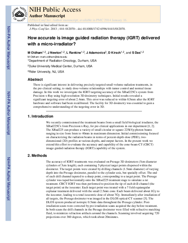 (PDF) How accurate is image guided radiation therapy (IGRT) delivered ...