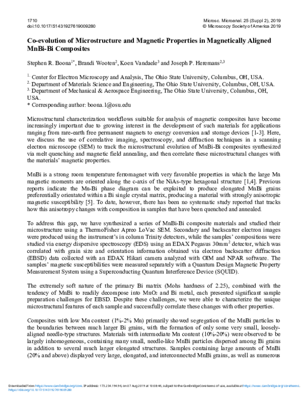 (PDF) Co-evolution of Microstructure and Magnetic Properties in ...