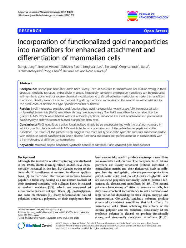 (PDF) Incorporation of functionalized gold nanoparticles into ...