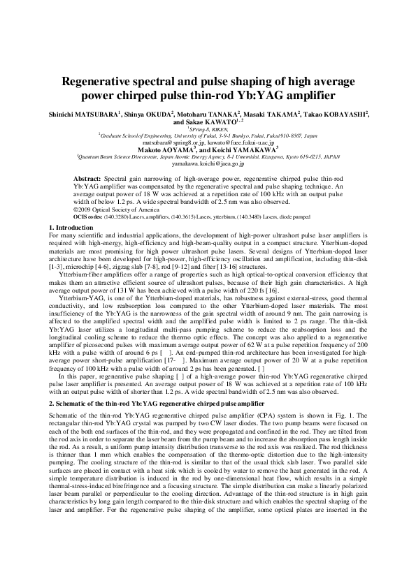 (PDF) Regenerative Spectral and Pulse Shaping of High Average Power ...