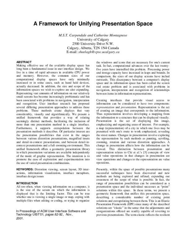 (PDF) A framework for unifying presentation space