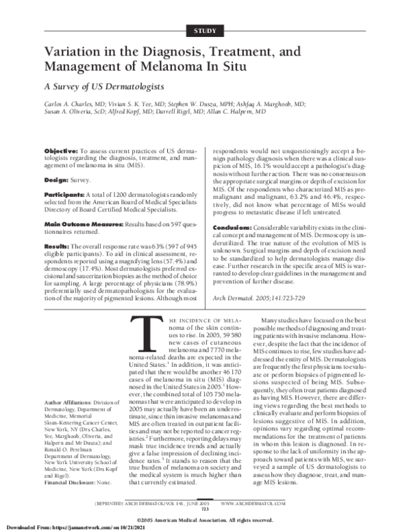 (PDF) Variation in the Diagnosis, Treatment, and Management of Melanoma ...