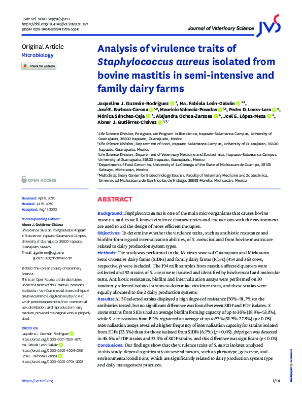 (PDF) Analysis of virulence traits of Staphylococcus aureus isolated ...