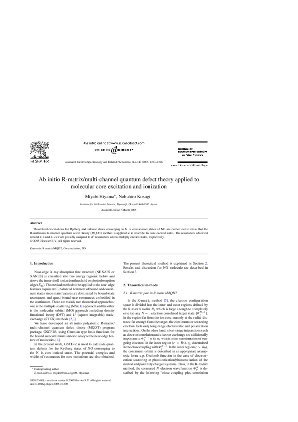 (PDF) Ab initio R-matrix/multi-channel quantum defect theory applied to ...