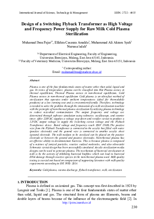 (PDF) Design of a Switching Flyback Transformer as High Voltage and ...
