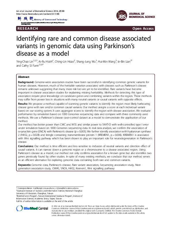 (PDF) Identifying rare and common disease associated variants in ...