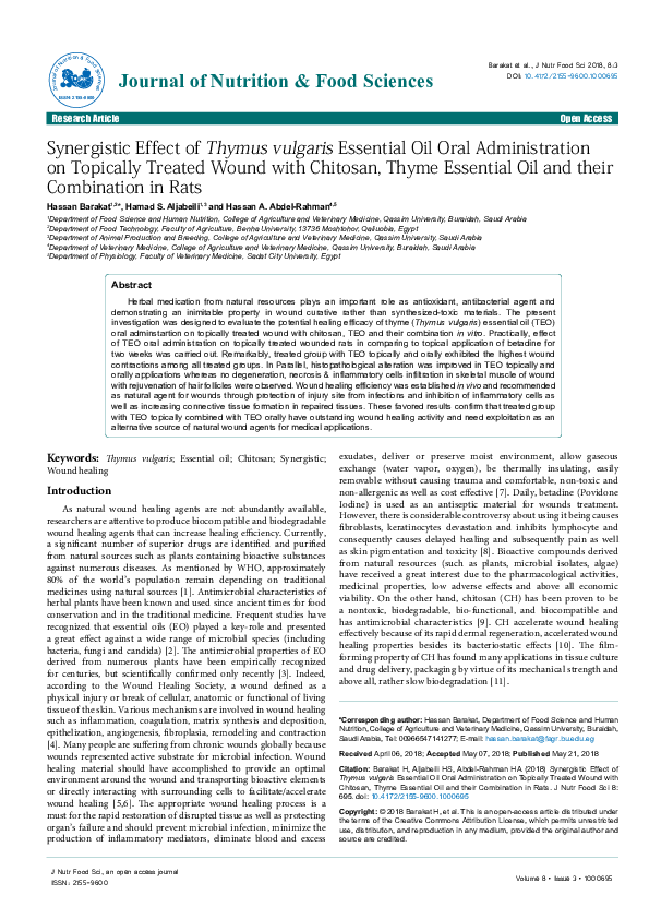 (PDF) Synergistic Effect of Thymus vulgaris Essential Oil Oral