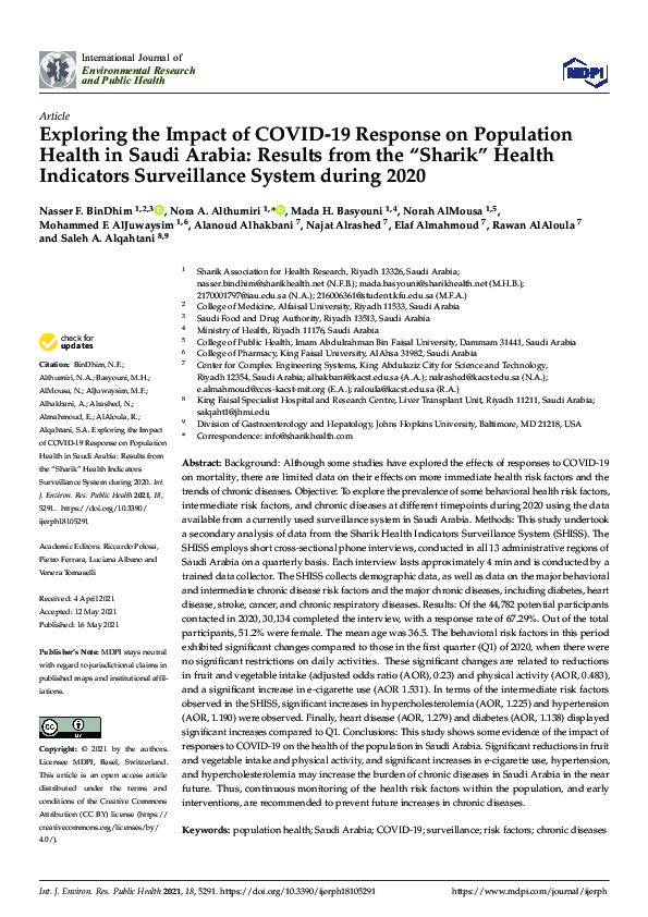 (PDF) Exploring the Impact of COVID-19 Response on Population Health in ...