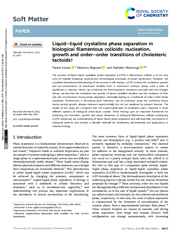 (PDF) Liquid–liquid crystalline phase separation in biological ...