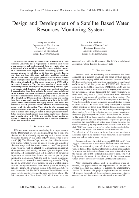 (PDF) Design and development of a satellite based water resources ...