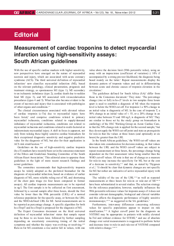 (PDF) Measurement of cardiac troponins to detect myocardial infarction ...