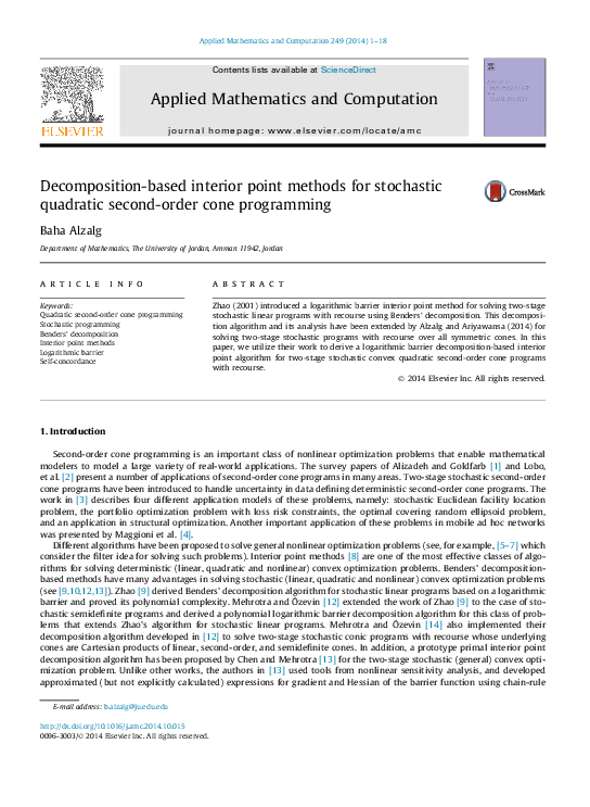 (PDF) Decomposition-based interior point methods for stochastic ...
