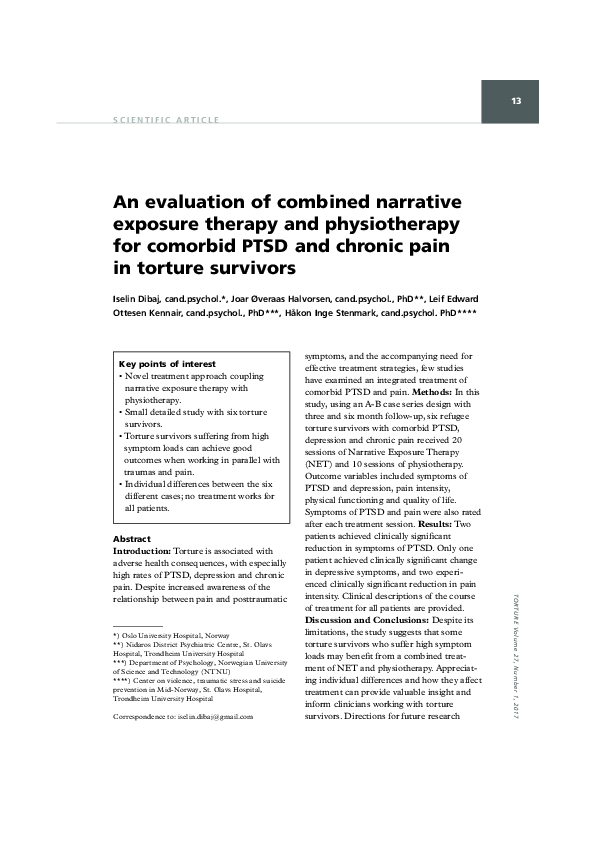(PDF) An evaluation of combined narrative exposure therapy and ...