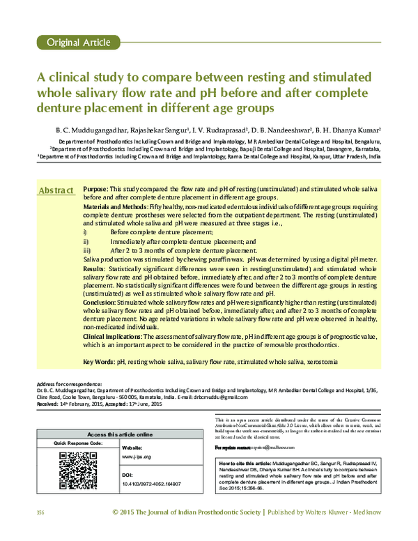 (PDF) A clinical study to compare between resting and stimulated whole