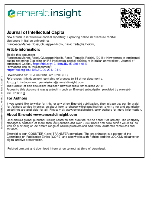 (PDF) New trends in intellectual capital reporting