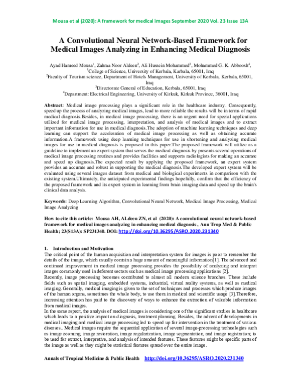 (PDF) A Convolutional Neural Network-Based Framework for Medical Images ...