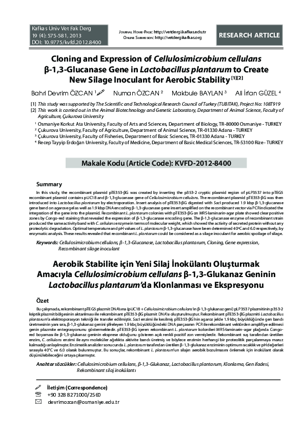 (PDF) Cloning and Expression of Cellulosimicrobium cellulans β-1,3 ...