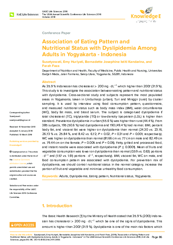 (PDF) Association of Eating Pattern and Nutritional Status with ...