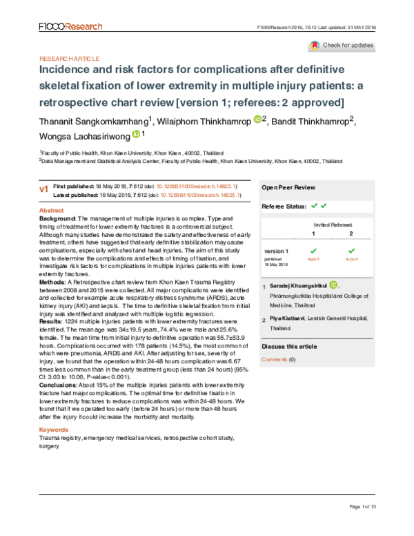 (PDF) Incidence and risk factors for complications after definitive ...