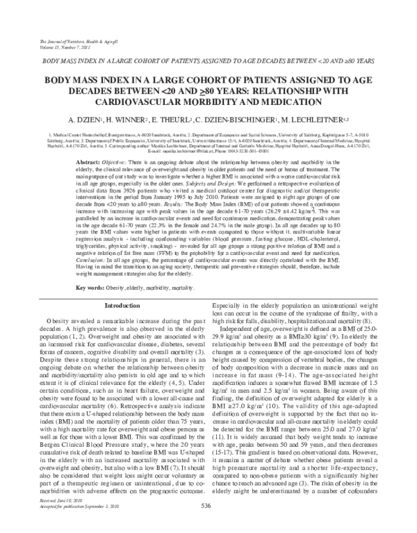 (PDF) Body mass index in a large cohort of patients assigned to age ...