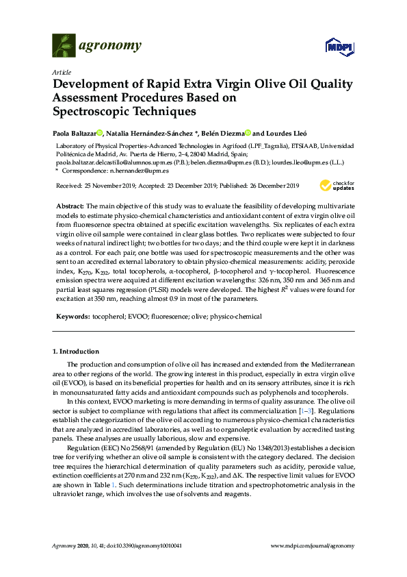 (PDF) Development of Rapid Extra Virgin Olive Oil Quality Assessment ...
