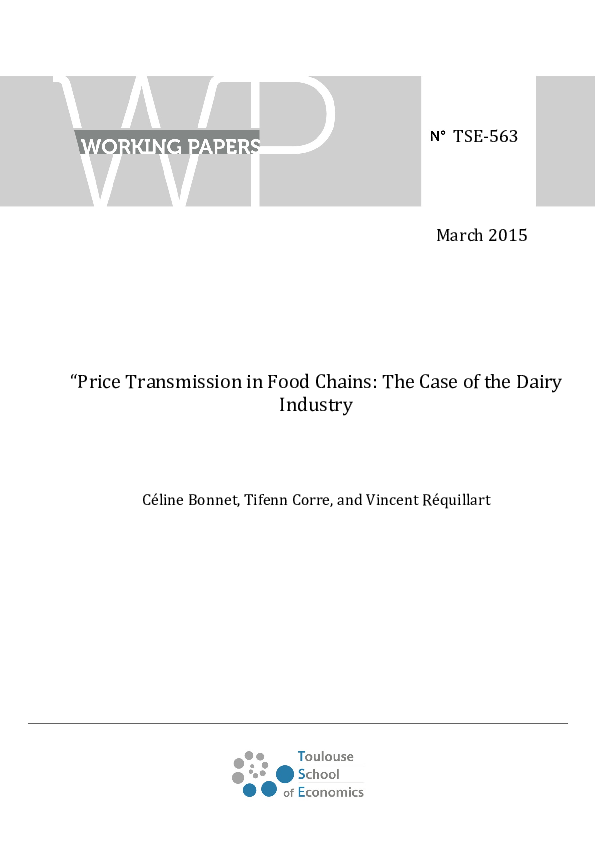 (PDF) Price Transmission in Food Chains: The Case of the Dairy Industry