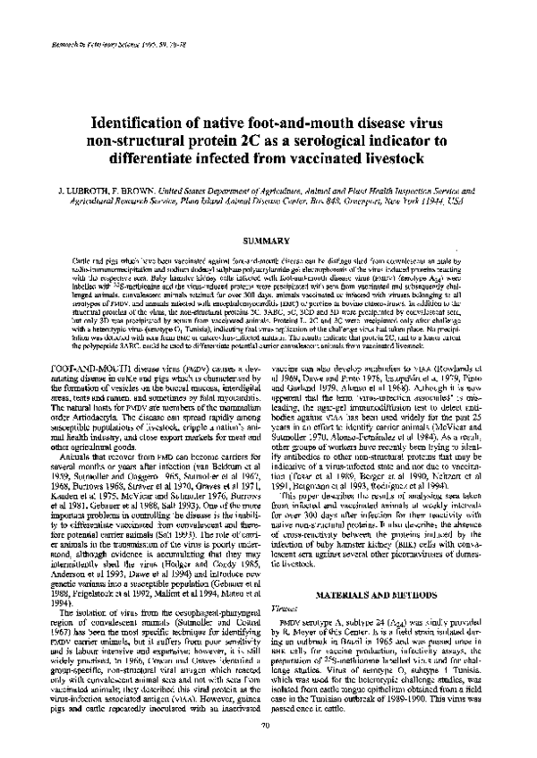 (PDF) Identification of native foot-and-mouth disease virus non ...