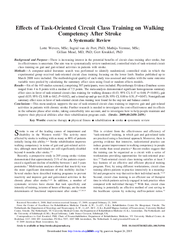(PDF) Effects of Task-Oriented Circuit Class Training on Walking ...