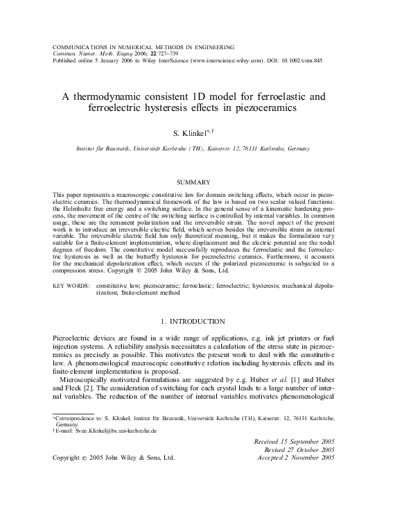 (PDF) A thermodynamic consistent 1D model for ferroelastic and ...