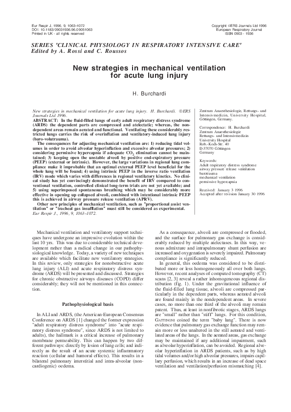 (PDF) New strategies in mechanical ventilation for acute lung injury