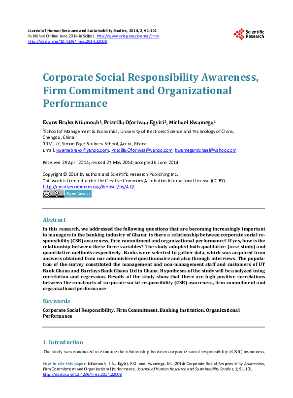 (PDF) Corporate Social Responsibility Awareness, Firm Commitment and ...