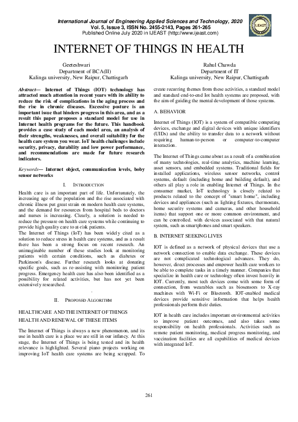 (PDF) Internet of Things in Health