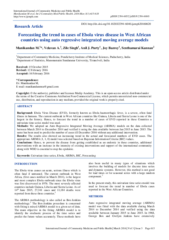 (PDF) Forecasting the trend in cases of Ebola virus disease in West ...