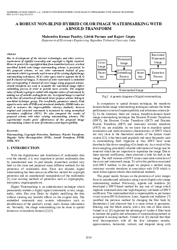 (PDF) A Robust Non-Blind Hybrid Color Image Watermarking with Arnold ...