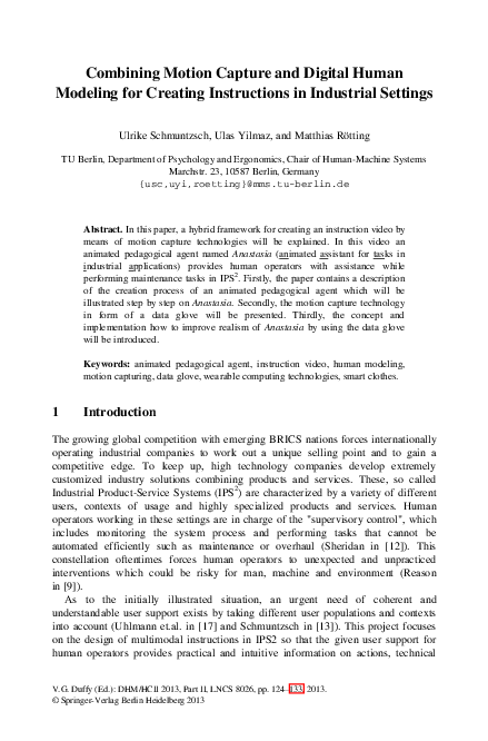 (PDF) Combining Motion Capture and Digital Human Modeling for Creating ...