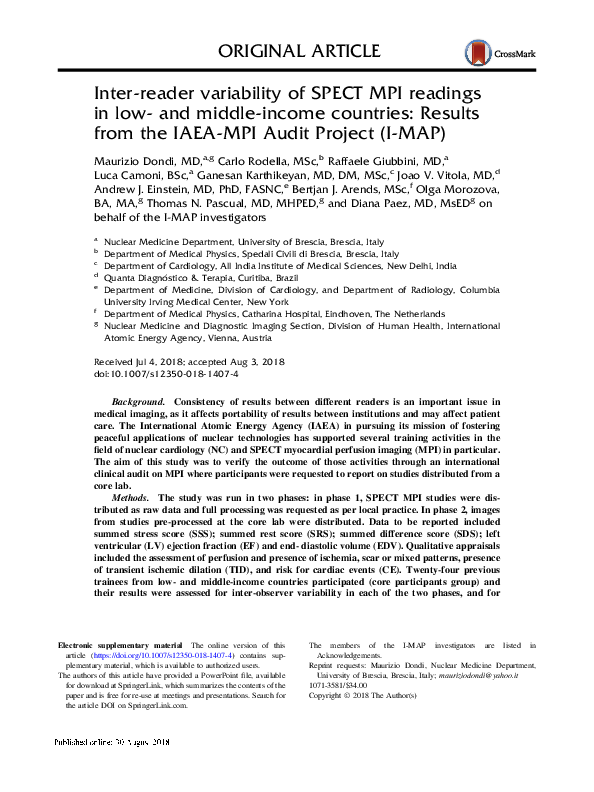 (PDF) Inter-reader variability of SPECT MPI readings in low- and middle ...
