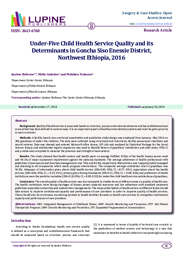 (PDF) Under-Five Child Health Service Quality and its Determinants in ...