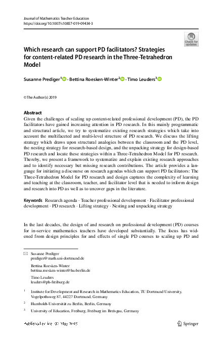 (PDF) Which research can support PD facilitators? Strategies for ...