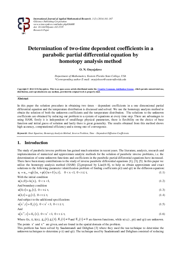 (PDF) Determination of two-time dependent coefficients in a parabolic ...