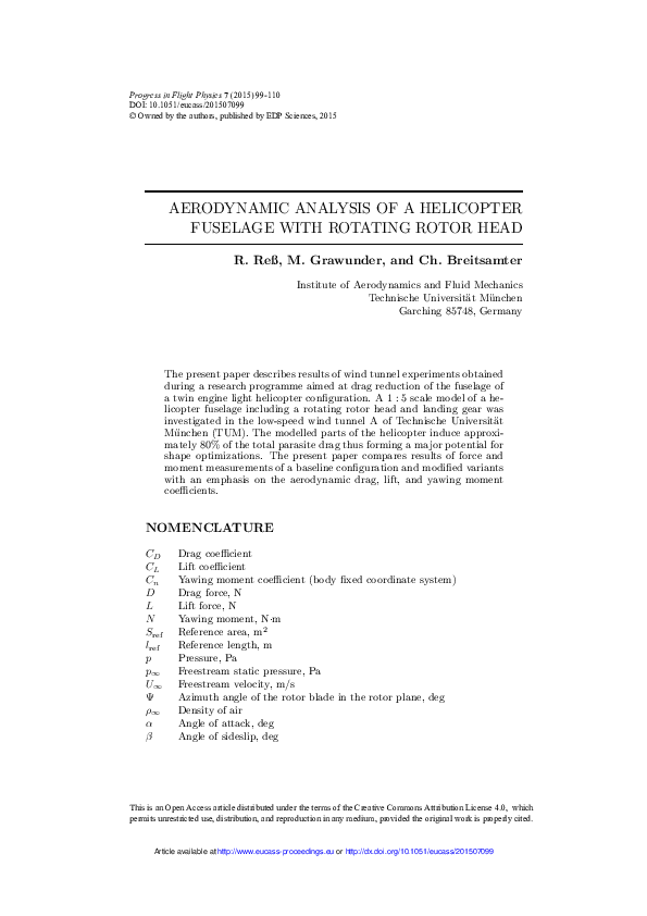 (PDF) Aerodynamic analysis of a helicopter fuselage with rotating rotor ...