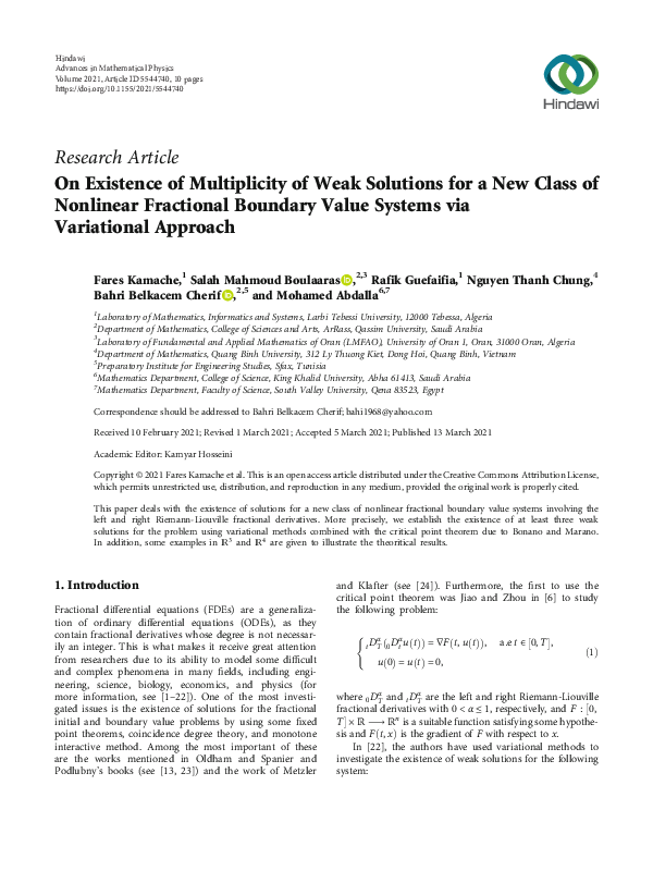 (PDF) On Existence of Multiplicity of Weak Solutions for a New Class of ...