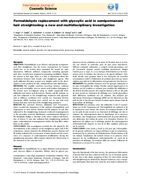 (PDF) Formaldehyde replacement with glyoxylic acid in semipermanent