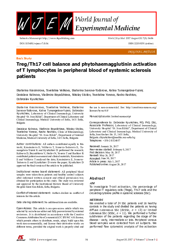 (PDF) Treg/Th17 cell balance and phytohaemagglutinin activation of T ...