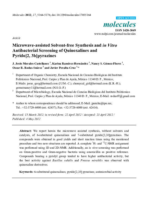(PDF) Microwave assisted solvent-free synthesis and biological ...