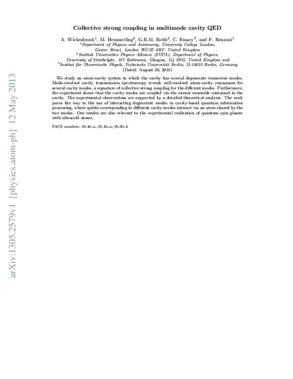 (PDF) Collective strong coupling in multimode cavity QED